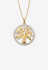 Gold over Silver Tree of Life Pendant Diamond Accent with 18 in Chain, SILVER, hi-res image number null