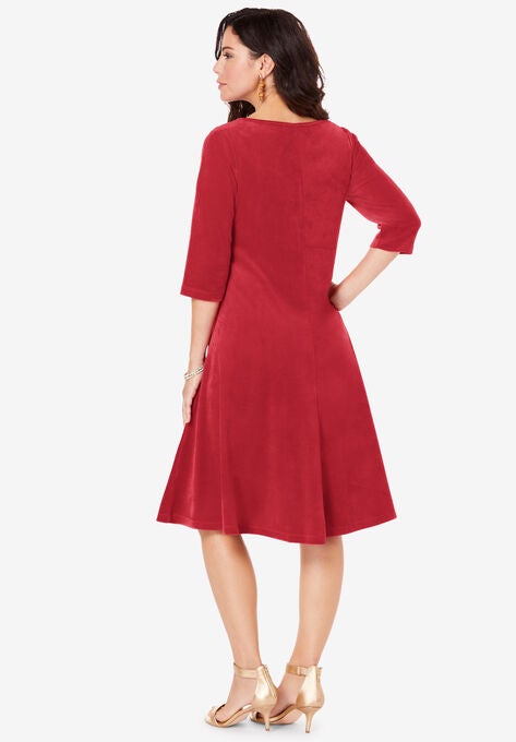 Velour Swing Drape Dress, , on-hover image number null
