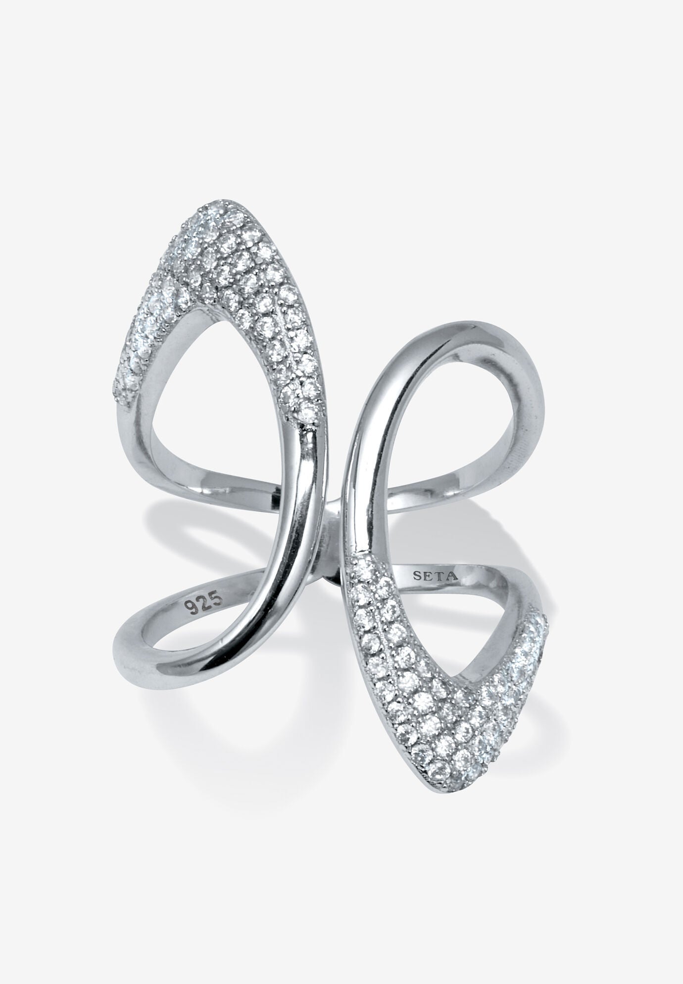 0.46 Tcw Round Cubic Zirconia Sterling Silver Open Loop Ring, SILVER, hi-res image number 0