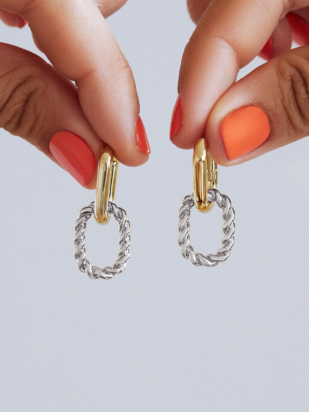 Double Hoop Earrings - Ash Double, TWO TONE, alternate image number 3