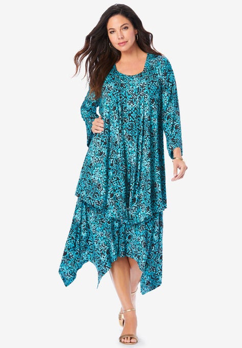 Relaxed Jacket Dress Set, TEAL BIAS TILE, hi-res image number null