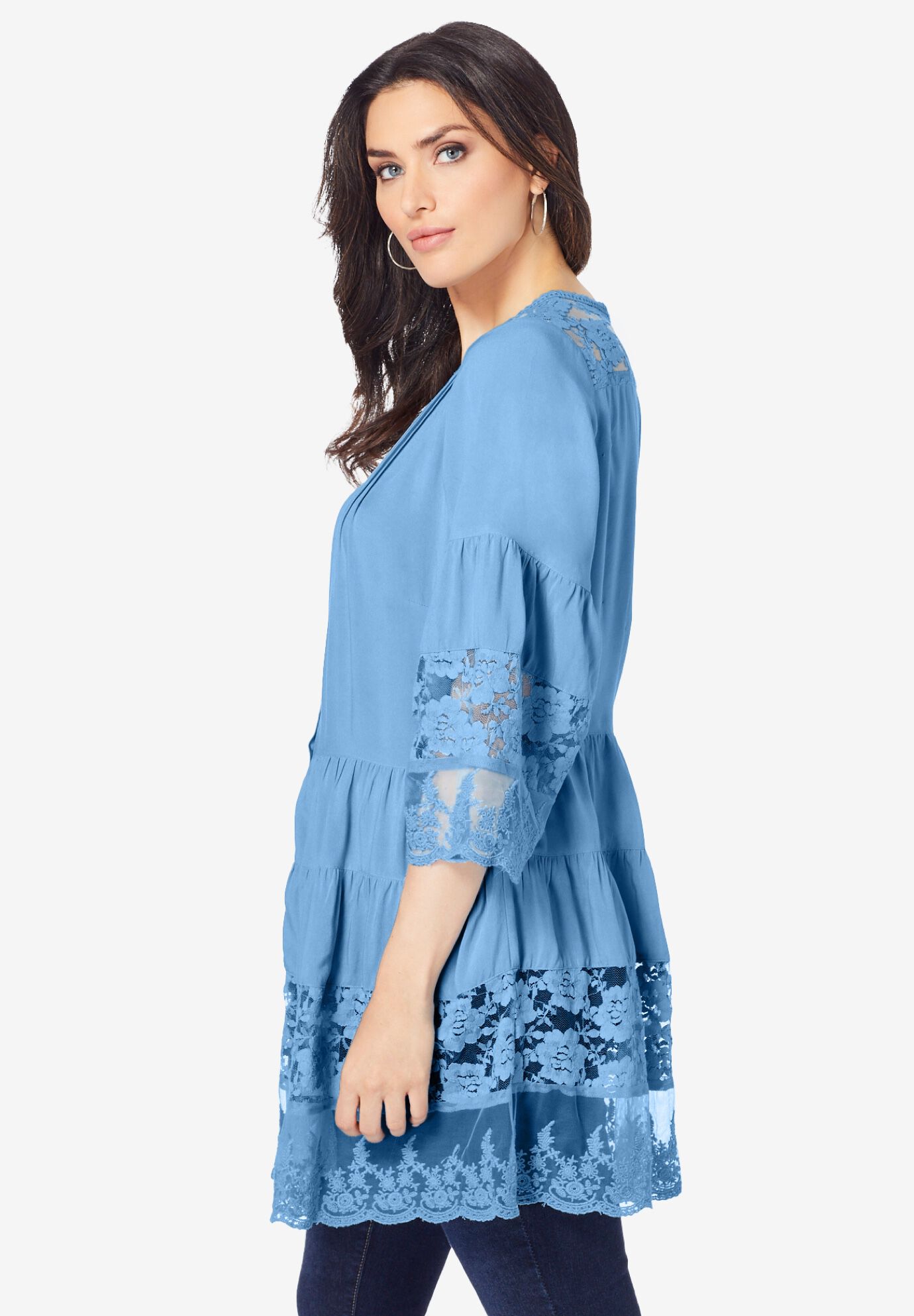 Lace Illusion Blouse, , alternate image number 4