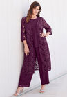 Three-Piece Lace Duster & Pant Suit, , alternate image number 3