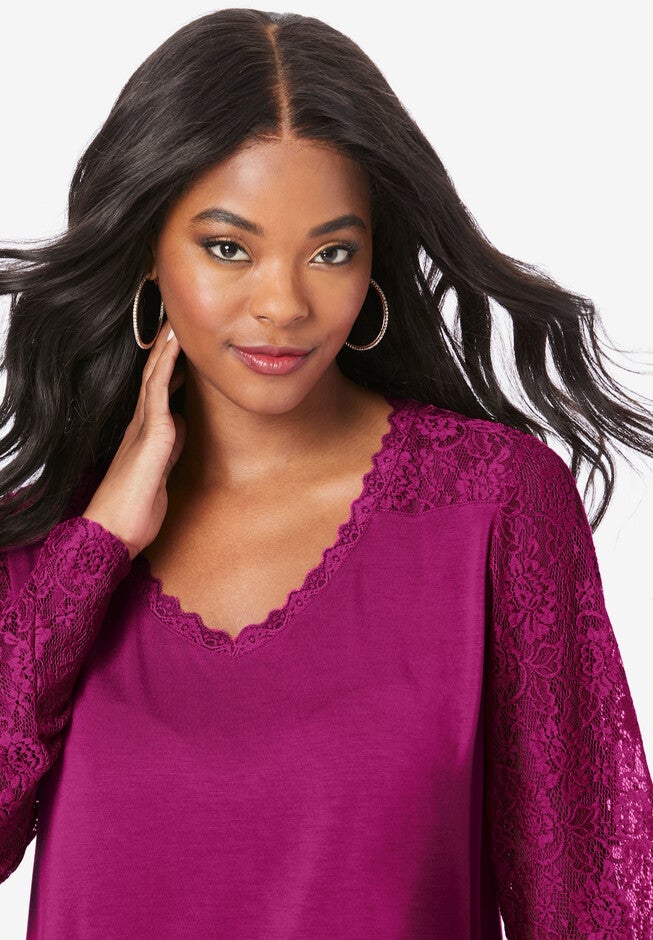 Bell-Sleeve Lace Blouse, , alternate image number null