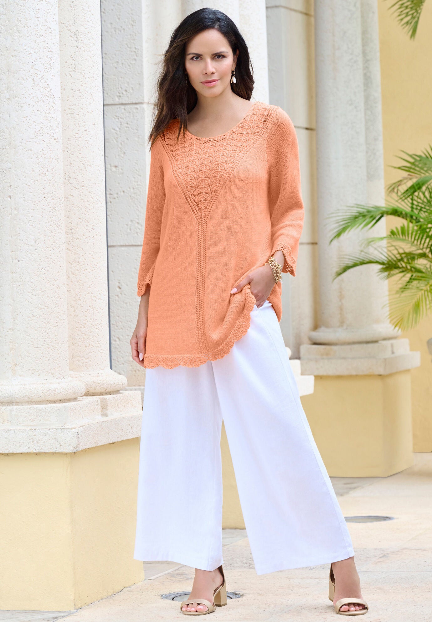 Lace Knit Pullover Sweater, , alternate image number 4