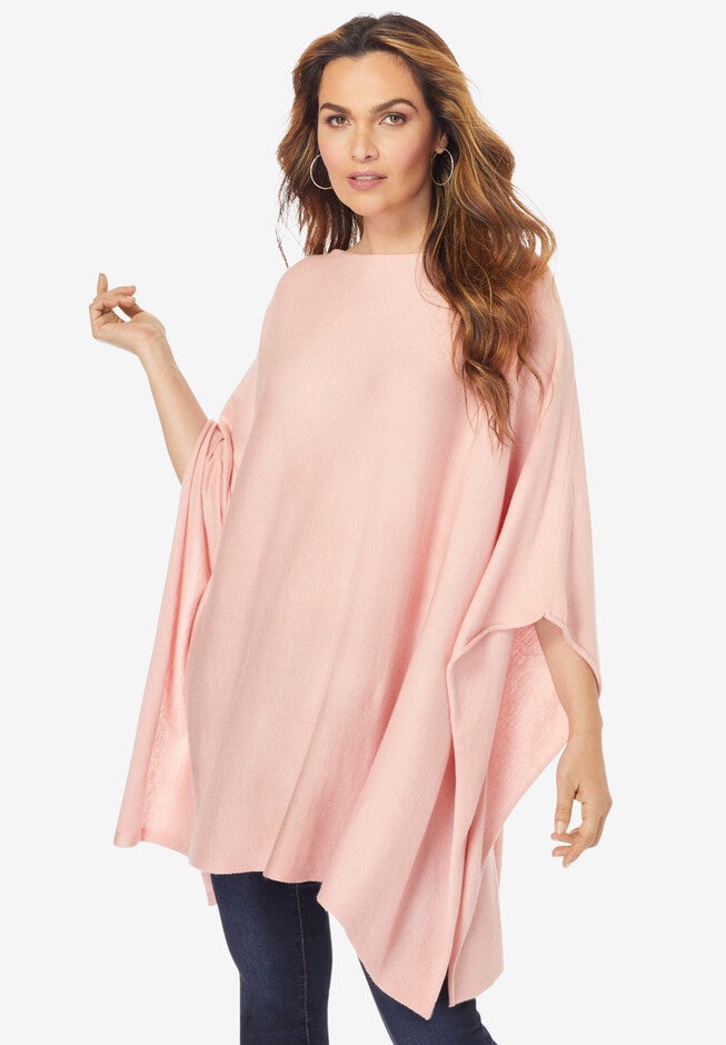 Fine Gauge Poncho Sweater, SOFT BLUSH, hi-res image number 0