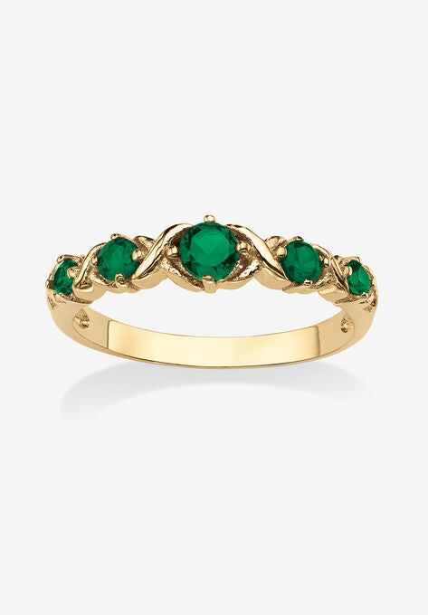 Yellow Gold-Plated Simulated Birthstone Ring, MAY, hi-res image number null