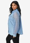 Lace-Sleeve Denim Big Shirt, , alternate image number null
