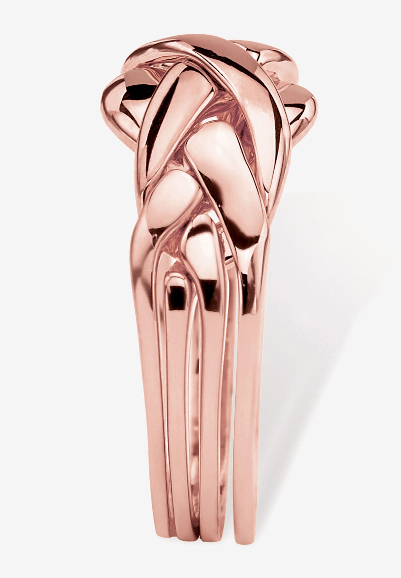 14K Rose Gold-Plated Commitment Symbol Puzzle Ring, , on-hover image number 1