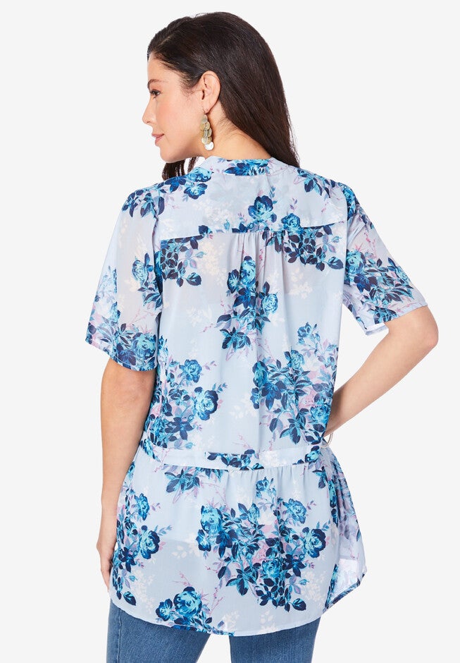 Short-Sleeve Floral Blouse, , on-hover image number 1