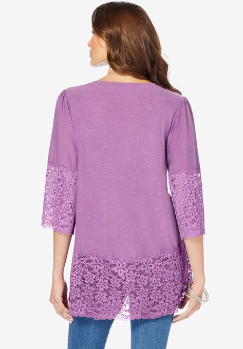 Lace-Hem Pintuck Tunic, , on-hover image number null