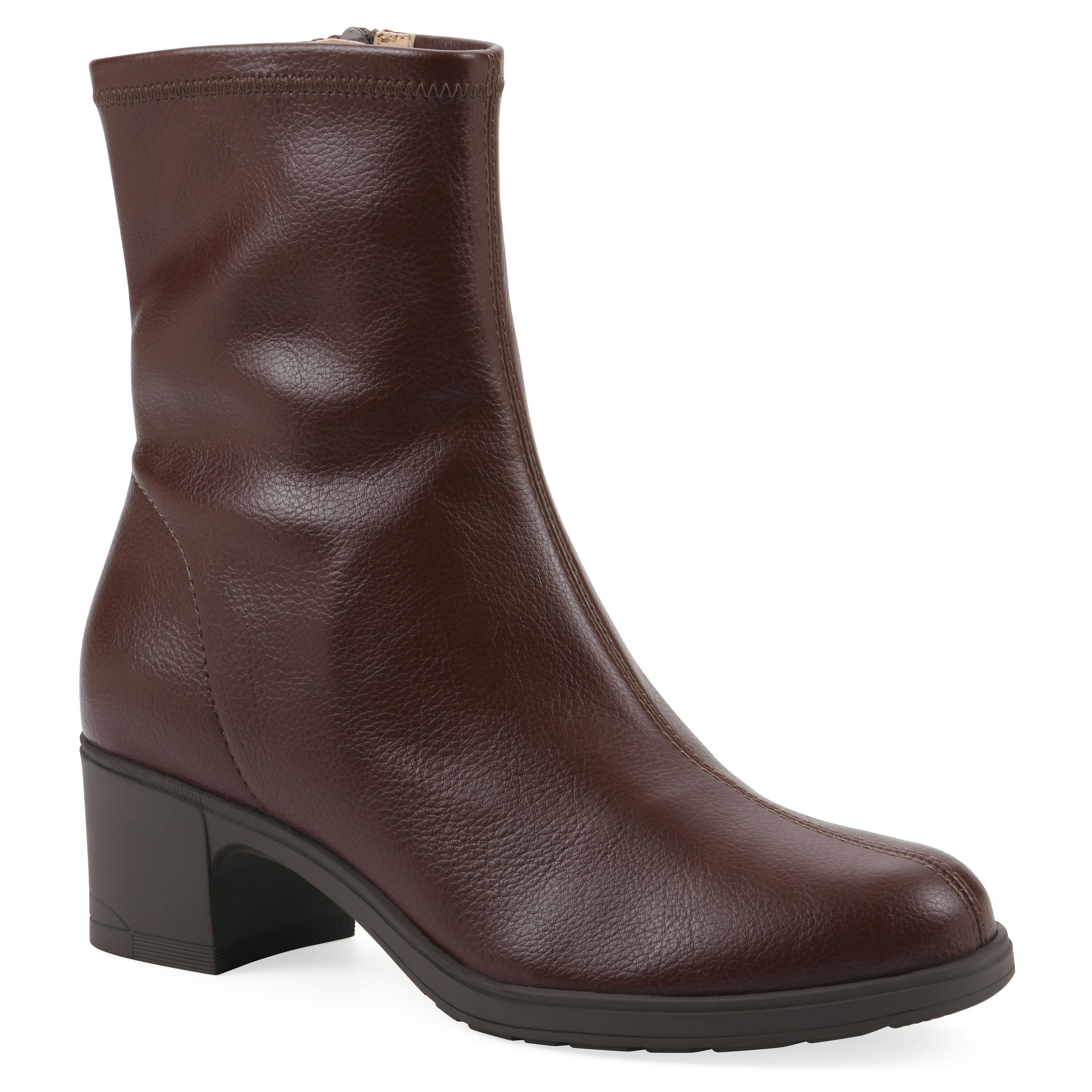 Huda Block Heel Bootie, BROWN SMOOTH, hi-res image number 0