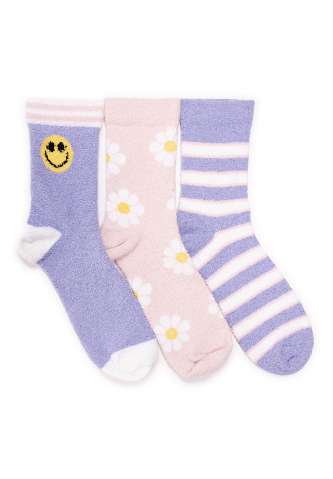 Women'S 3 Pack Cozy Compression Crew Socks, LAVENDER, hi-res image number 0