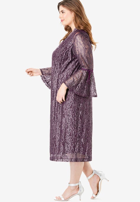 Lace Duster Jacket Dress Set, , alternate image number null