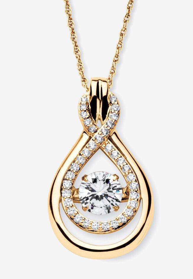 1.25 Tcw "Cz In Motion" Drop Necklace 14K Gold-Plated Sterling Silver, GOLD, hi-res image number 0