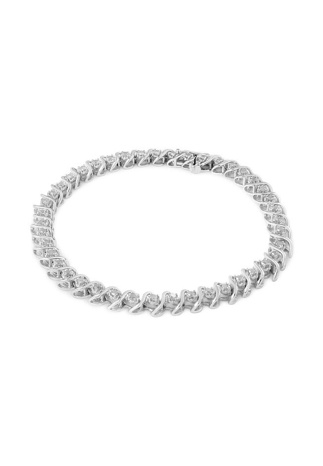Sterling Silver Round Miracleset Diamond Tennis Bracelet, , alternate image number null
