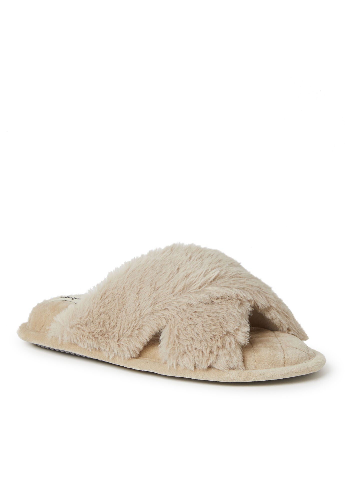 Jessica Furry Crossband Slide Slipper, LATTE, hi-res image number 0