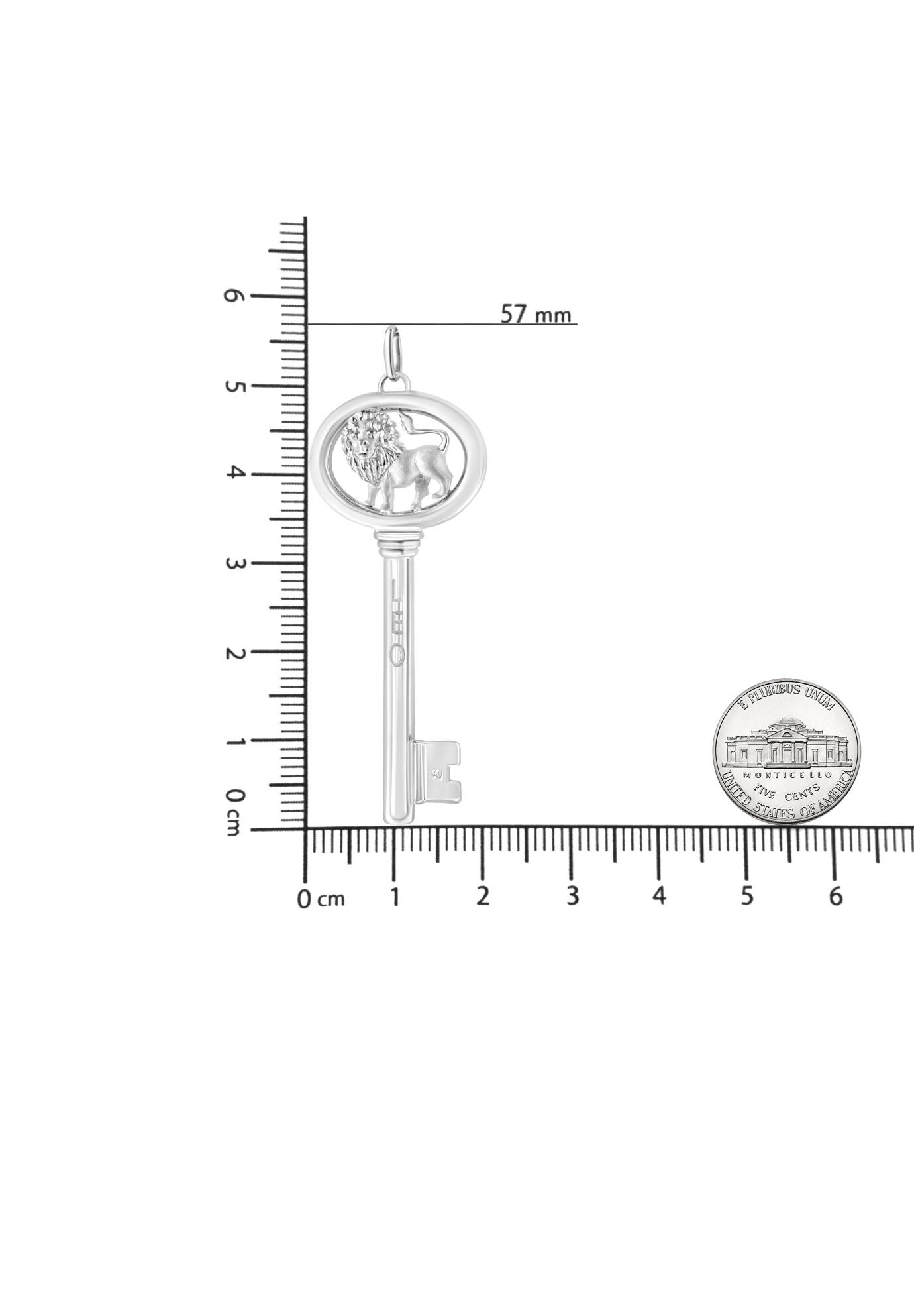 Sterling Silver Diamond Accent Leo Zodiac Key Pendant Necklace, , alternate image number 5