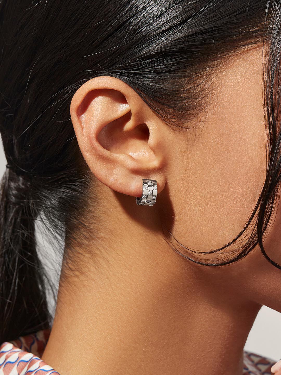 Eden Small Hoop Earrings, SILVER, alternate image number 3