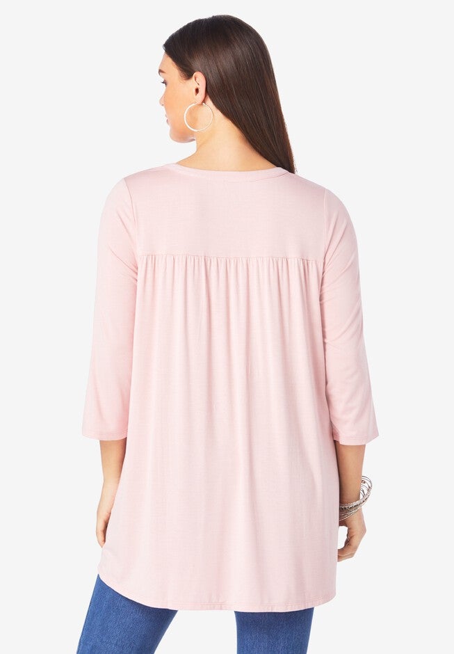 Shirred Notch-Neck Ultra Femme Tunic, , on-hover image number 1