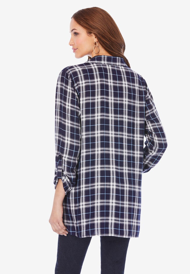 Plaid Open-Front Jacket, , on-hover image number 1
