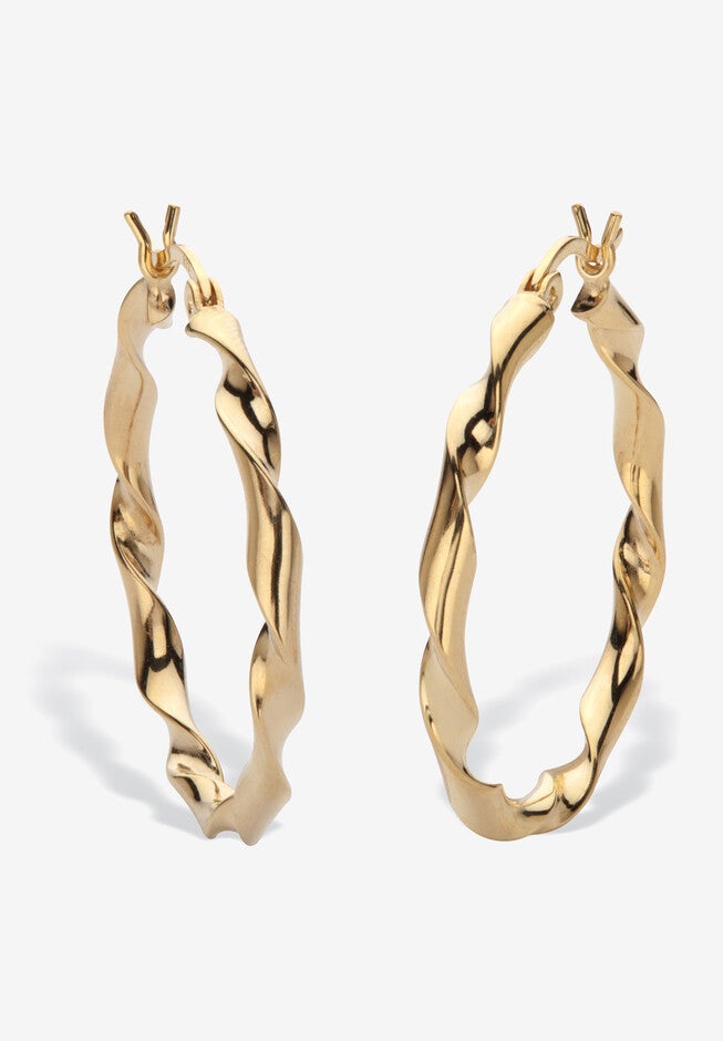 Yellow Gold Plated Sterling Silver Twisted Hoop Earrings (30Mm) Jewelry, GOLD, hi-res image number null