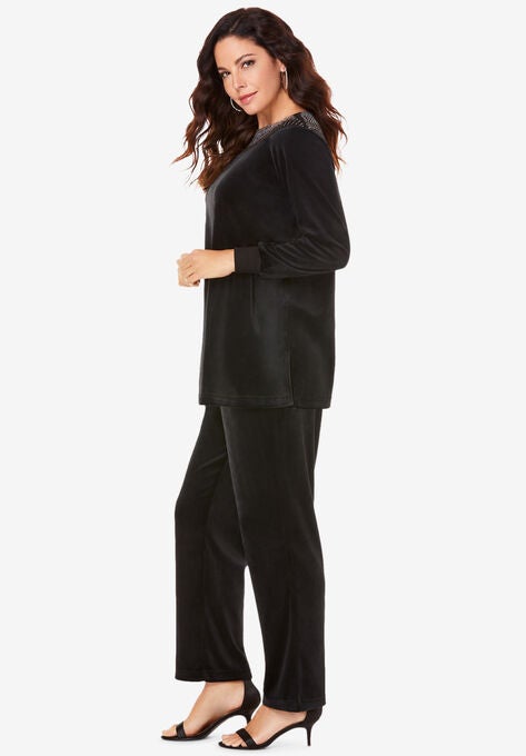Rhinestone-Detailed Velour Set, , alternate image number null