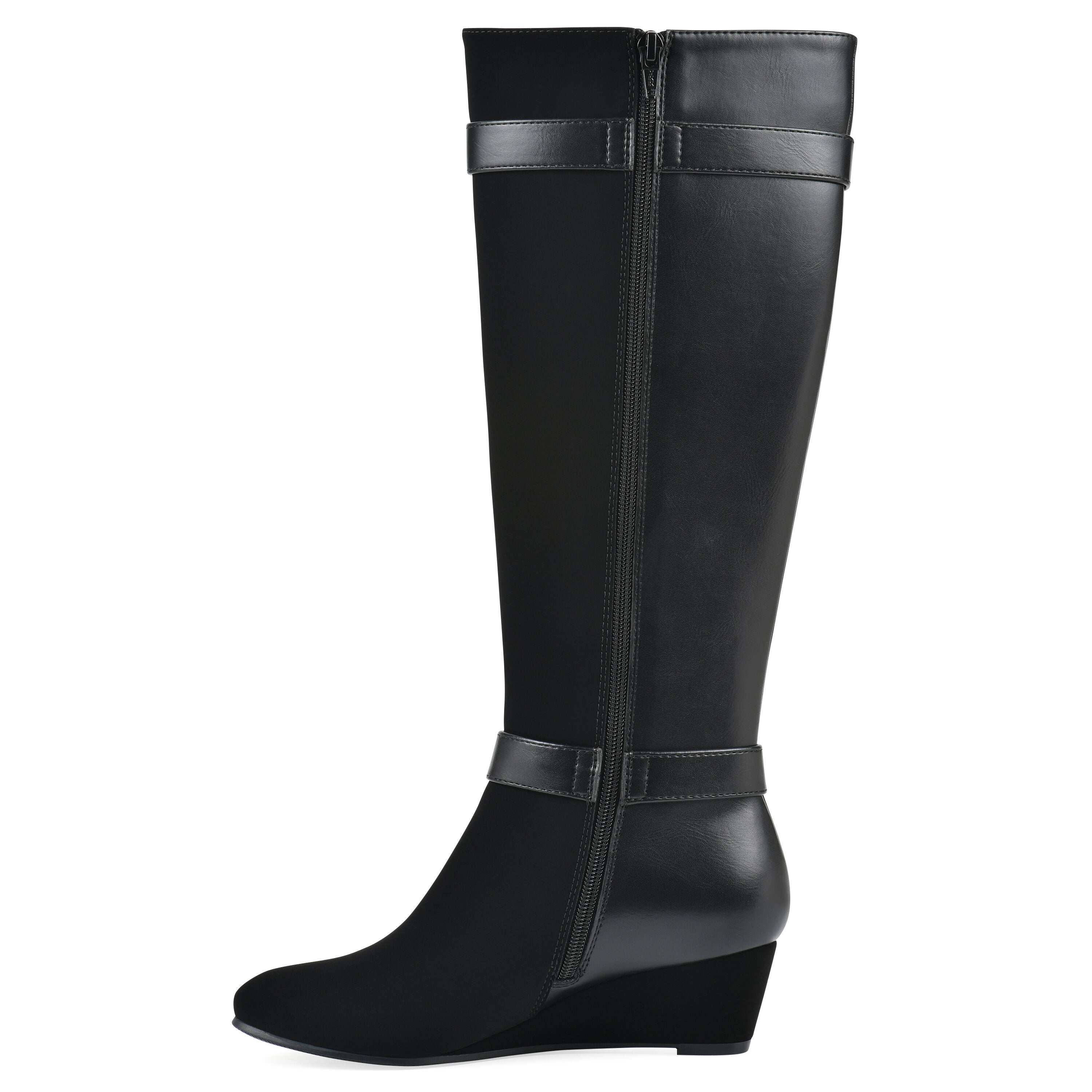 Cheers Tall Shaft Wide Calf Wedge Boot, BLACK, alternate image number 3