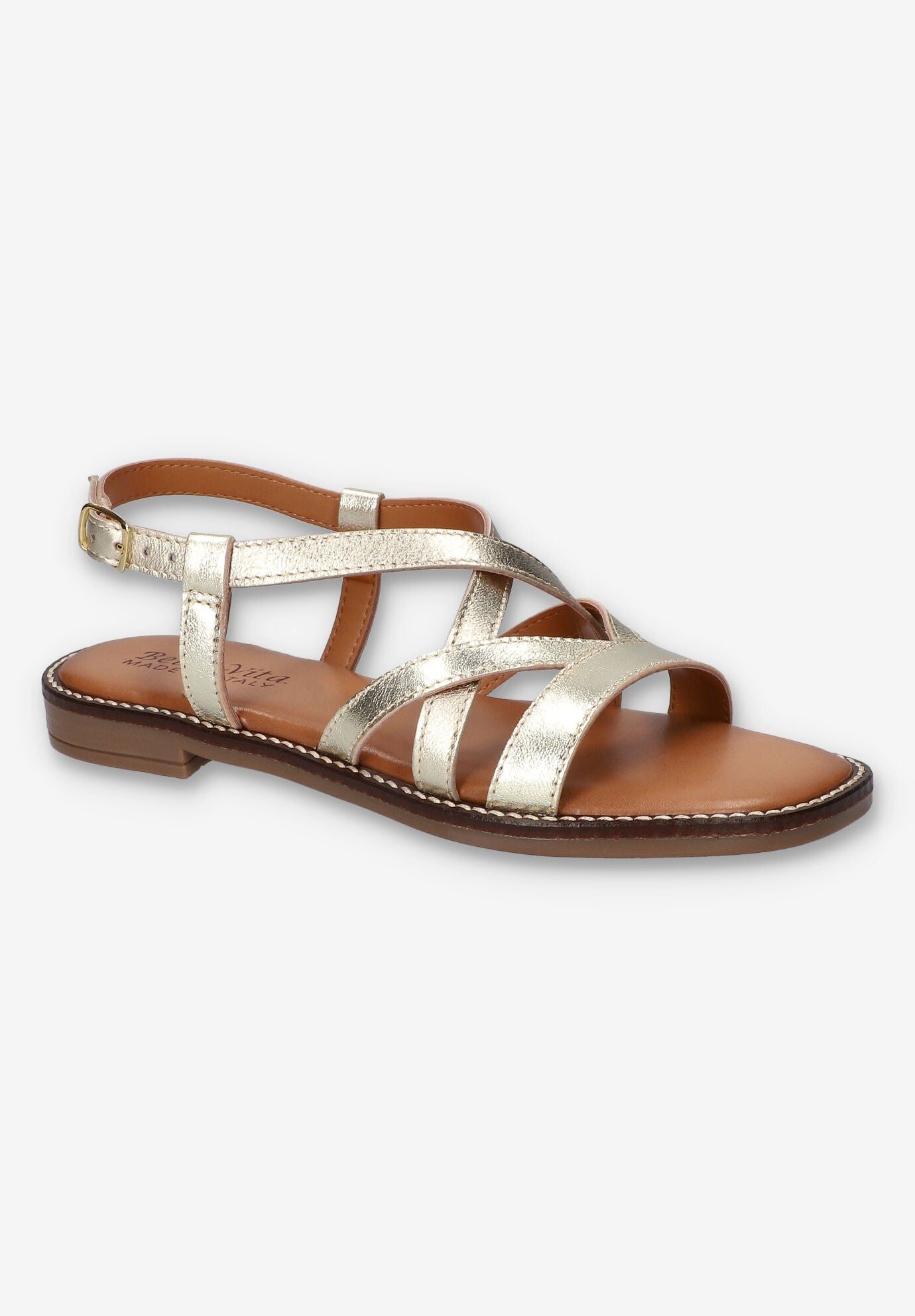 Tya-Italy Flat Sandal, CHAMPAGNE LEATHER, hi-res image number 0