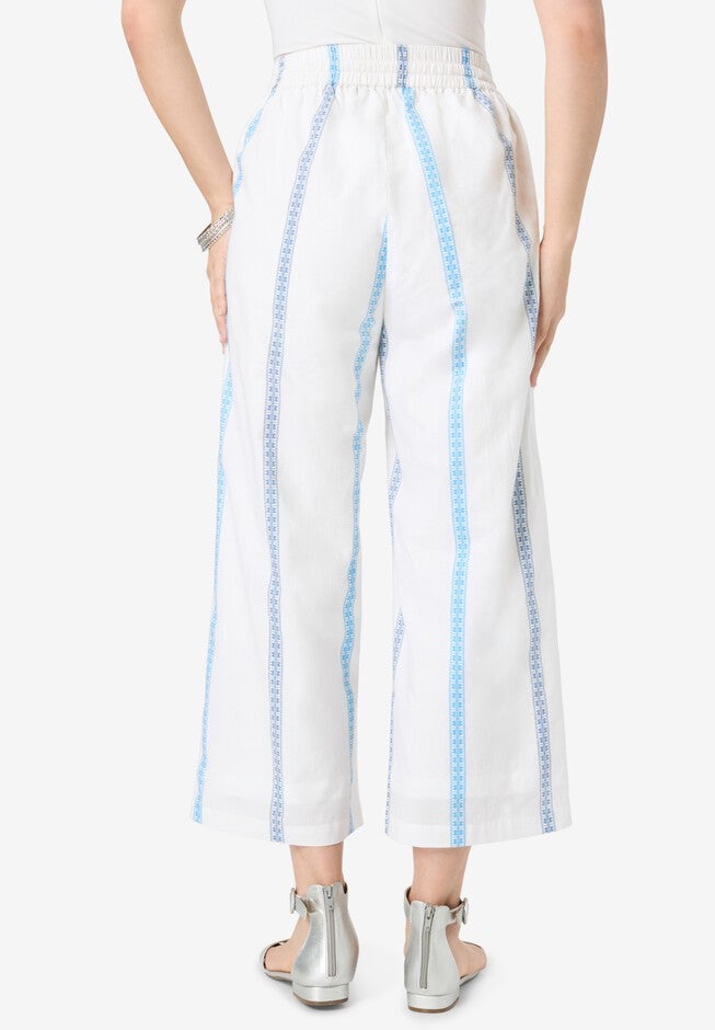Wide Leg Cotton Crop Pant, WHITE BLUE STRIPES, on-hover image number null