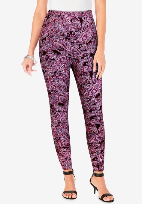 Ankle-Length Essential Stretch Legging, DARK BERRY PAISLEY, hi-res image number null