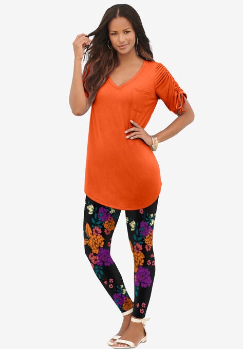 Placement-Print Legging, MULTI BLOOM FLORAL, hi-res image number null