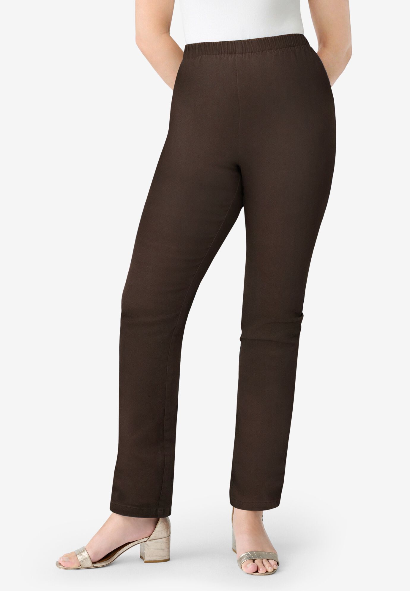 Plus Size Comfort Stretch Straight Leg Jean, CHOCOLATE, alternate image number 5