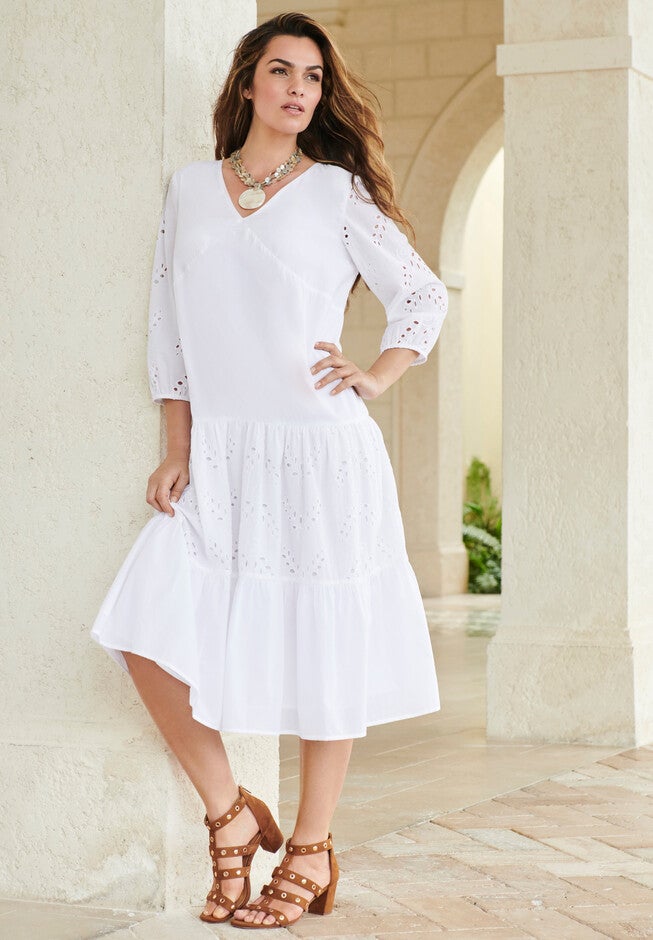 Eyelet Ruffle Dress, , alternate image number null