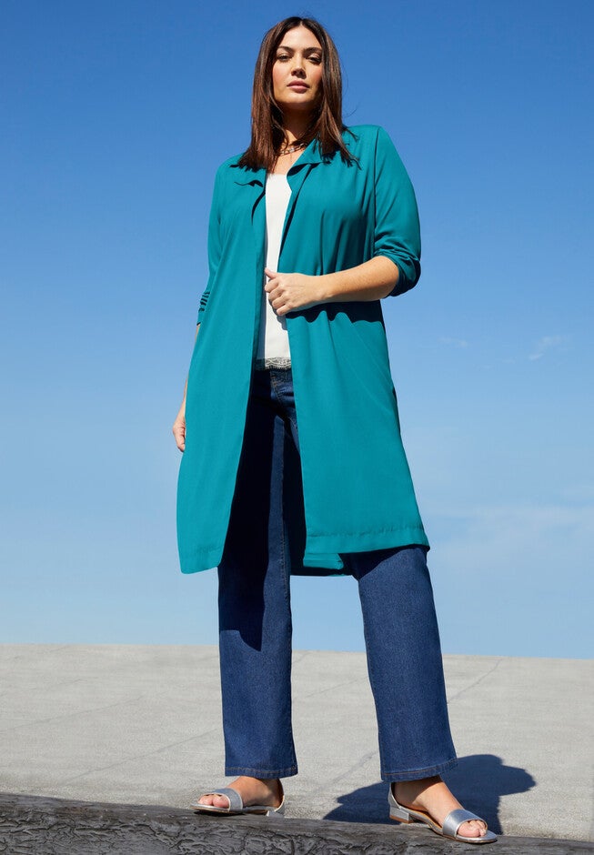 Lightweight Duster Jacket, DEEP TURQUOISE, hi-res image number null