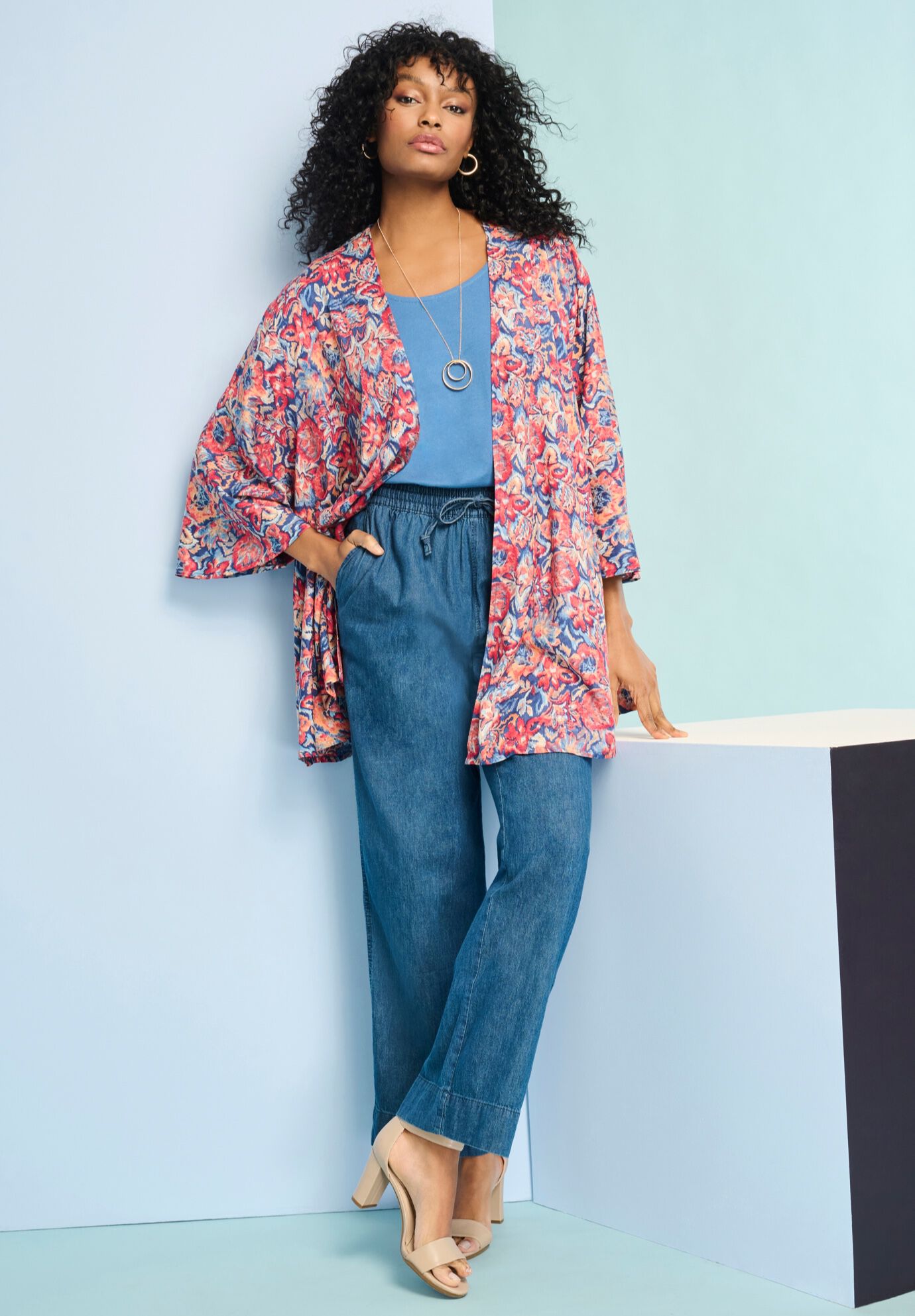 Printed Kimono, , on-hover image number 1