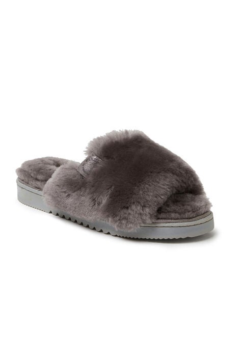 Cairns Shearling Slide Slippers, GREY, hi-res image number null