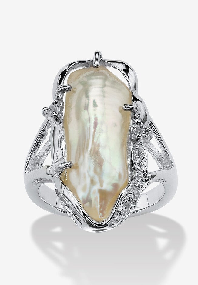 Sterling Silver Cultured Freshwater Pearl And Topaz Ring Jewelry, PEARL TOPAZ, hi-res image number null