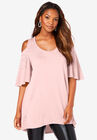 Cold-Shoulder Ultra Femme Tunic, SOFT BLUSH RHINESTONE, hi-res image number null