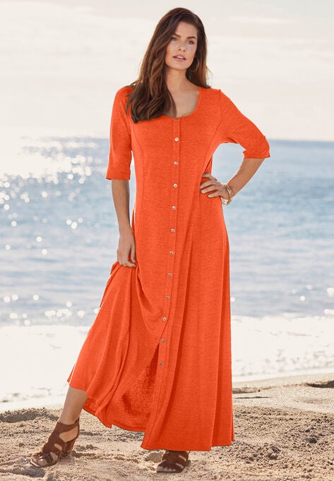 Button Front Maxi Dress, , alternate image number null