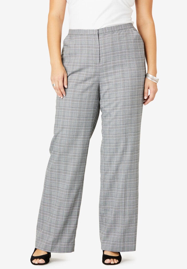 Suiting Wide-Leg Trouser, GRAY PLAID, hi-res image number 0