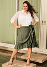 Faux Wrap Skirt with Ruffle Hem, , alternate image number null