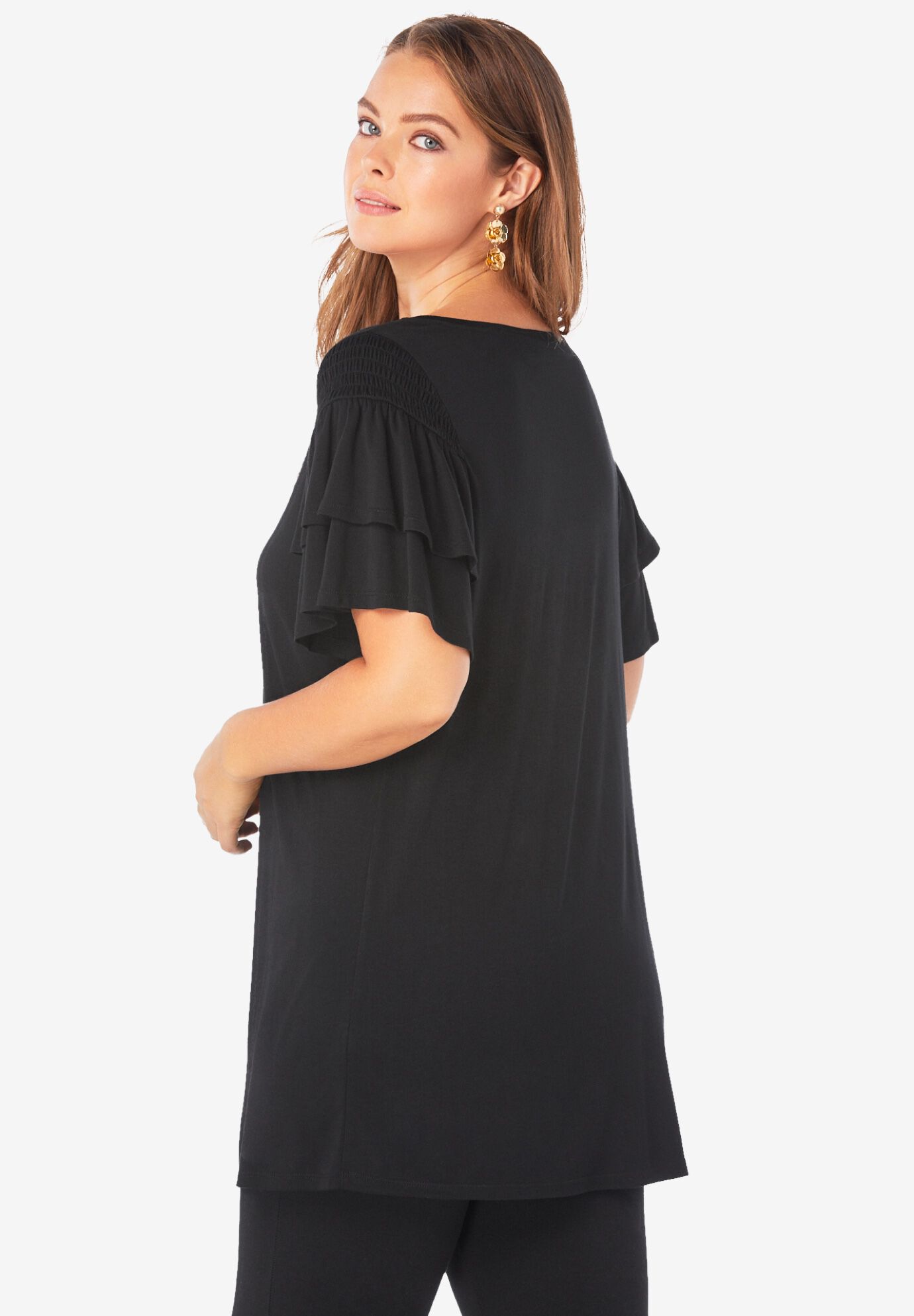 Ruffle-Sleeve Ultra Femme Tunic, , on-hover image number 1