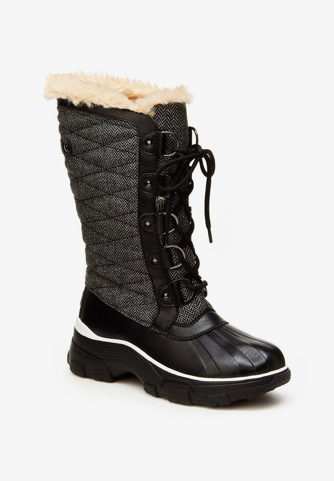 Lorina- Waterproof Booties , BLACK HERRINGBONE, hi-res image number null
