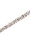 Rose Gold Over Sterling Silver Diamond Square Frame Miracleset Tennis Bracelet 8", , alternate image number null