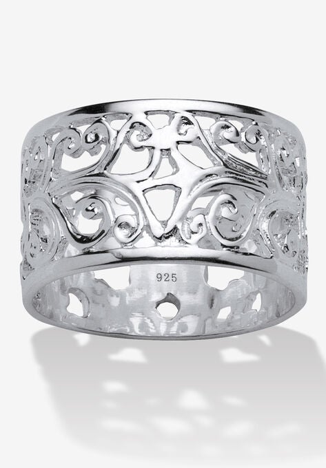 Filigree Vintage-Style Ring In .925 Sterling Silver Jewelry, SILVER, hi-res image number null