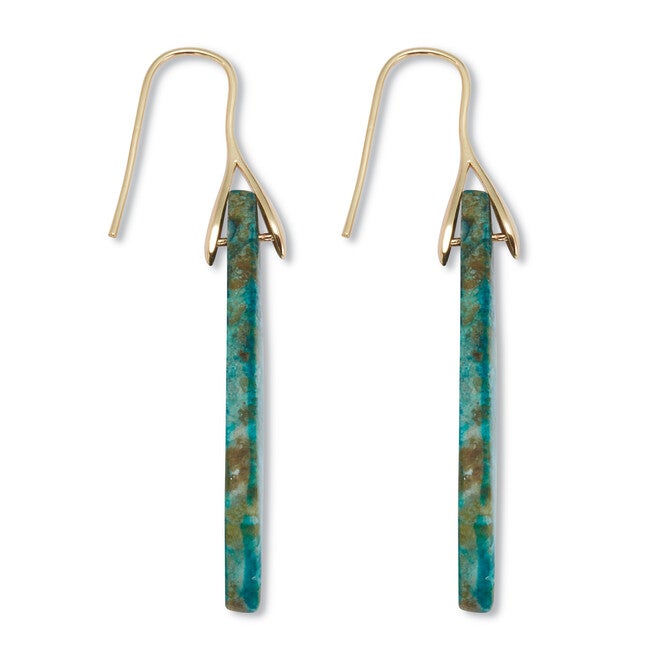 Genuine Blue Jasper Goldtone Drop Earrings, BLUE, on-hover image number null