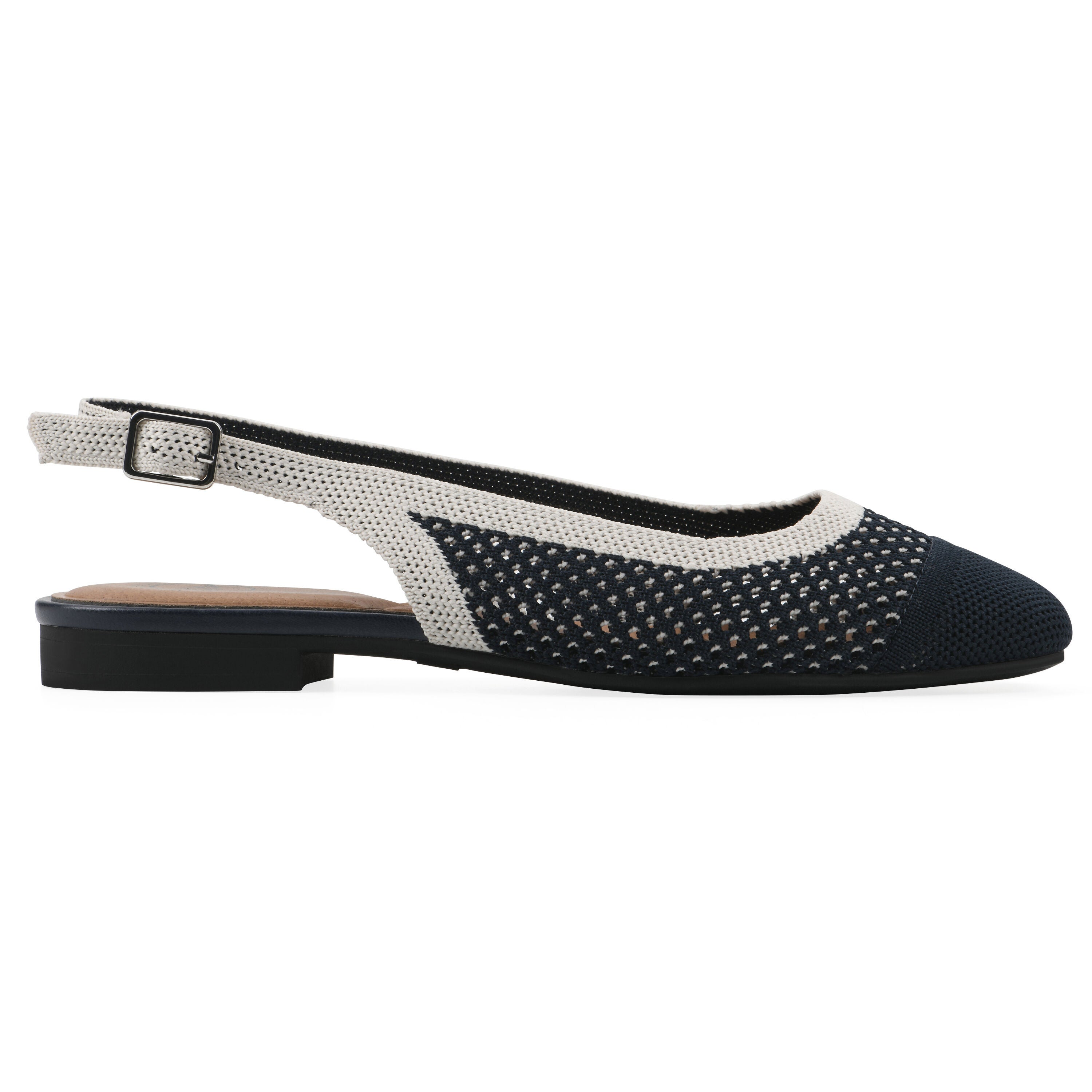 Bonie Sling Back Flat, NAVY CREAM MULTI, alternate image number 2