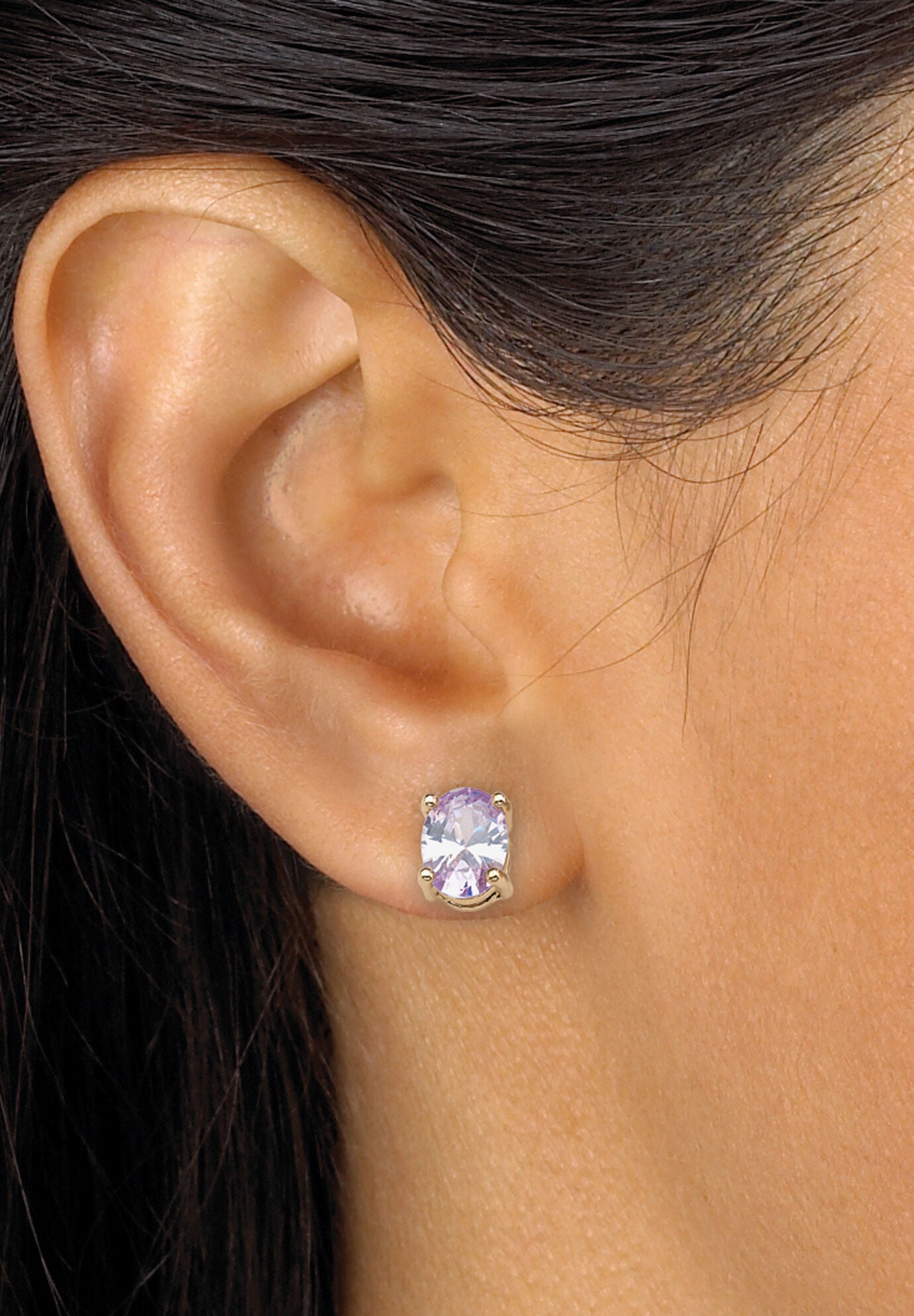 Multi Color Cubic Zirconia 5 Pair Multi Cut Gold Tone Stud Earring Set, , alternate image number 5