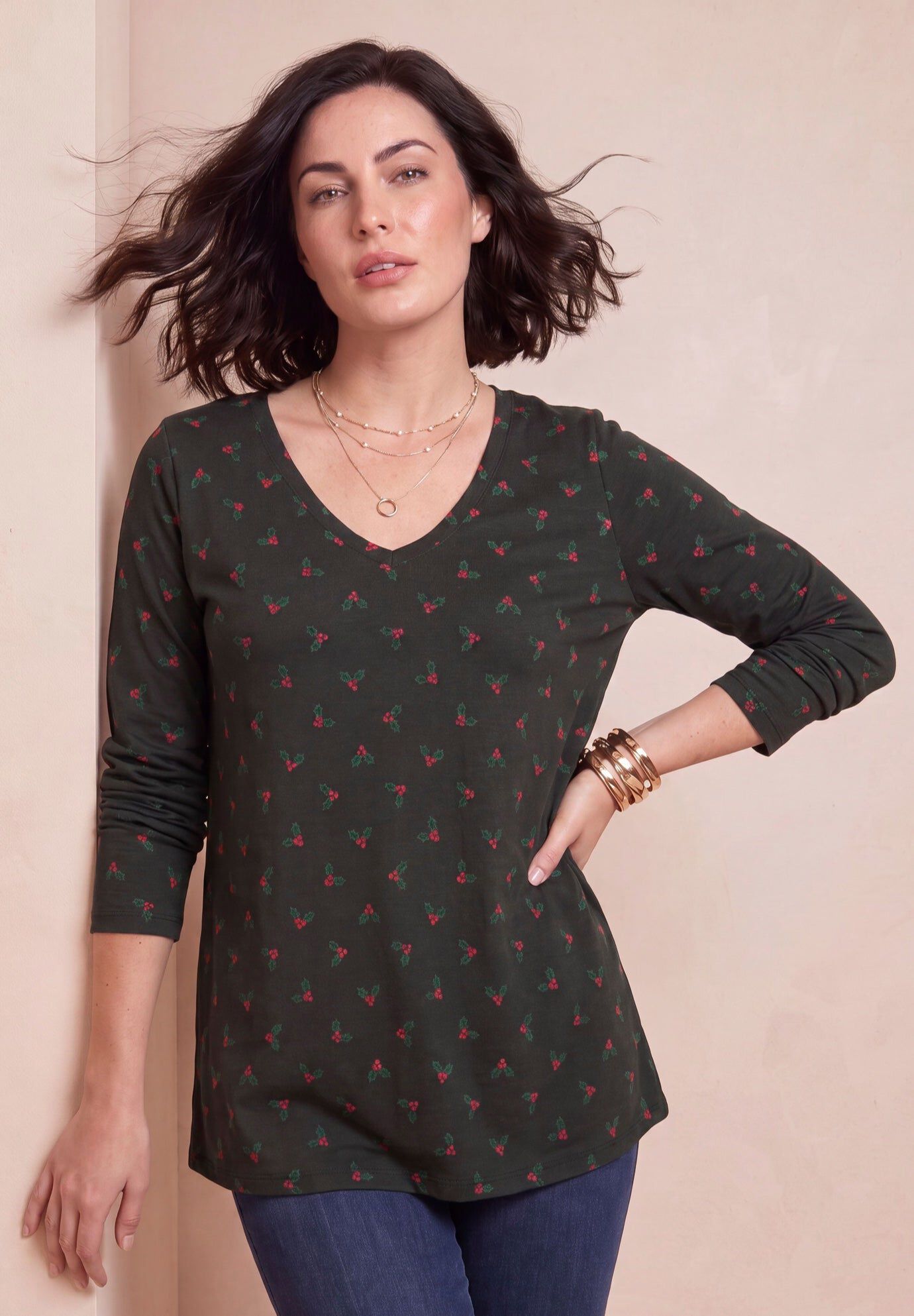 Plus Size Ultimate Long Sleeve V Neck Tee